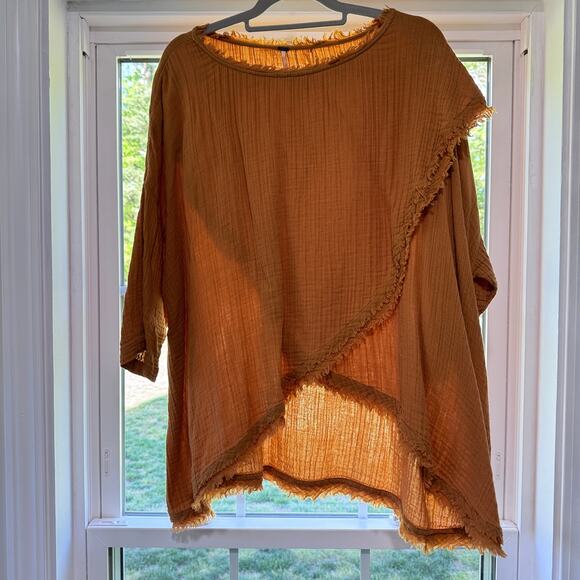 Free People Women's M All Set Mustard Layered Tunic Top - Picture 3 of 9